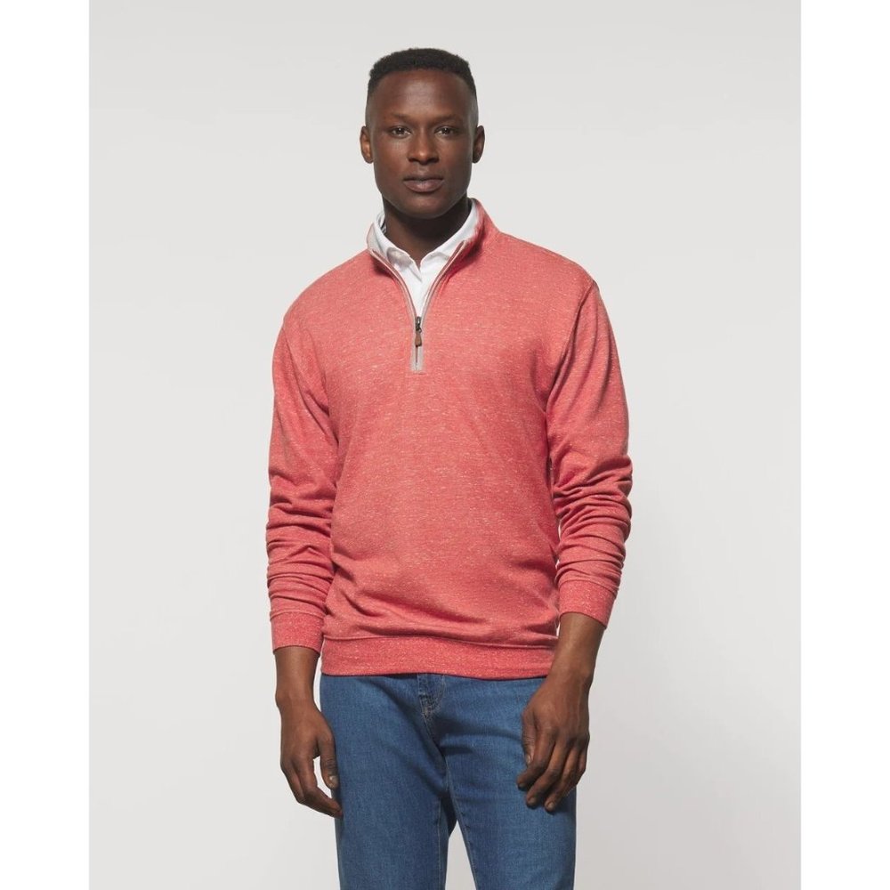 Johnnie-O Sully Pullover Sweater Amber Red Quarter Zip Long Sleeve Stretch M